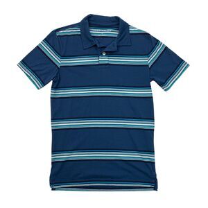 Aeropostale Striped Jersey Polo Shirt Mens S Small Slim Fit Blue Cotton Blend